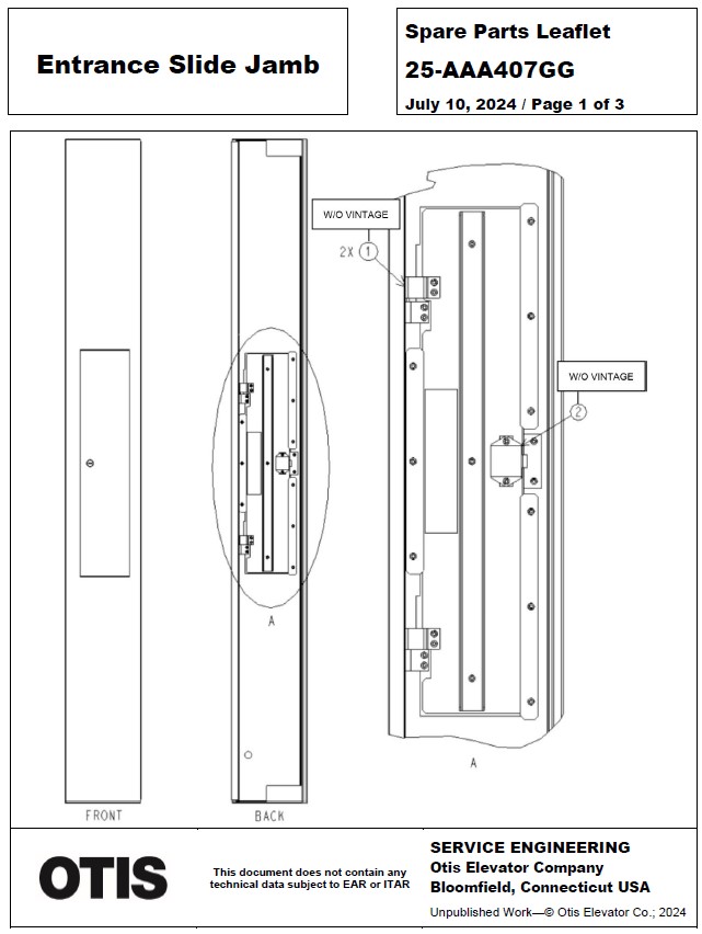 SPL 25-AAA407GG Entrance Slide Jamb