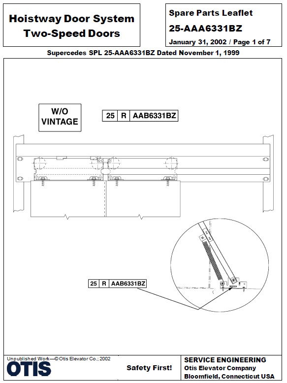 SPL 25-AAA6331BZ Hoistway Door System Two-Speed Doors