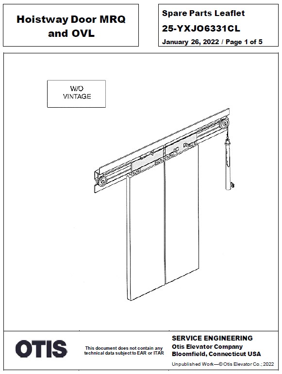 SPL 25-YXJO6331CL Hoistway Door MRQ and OVL