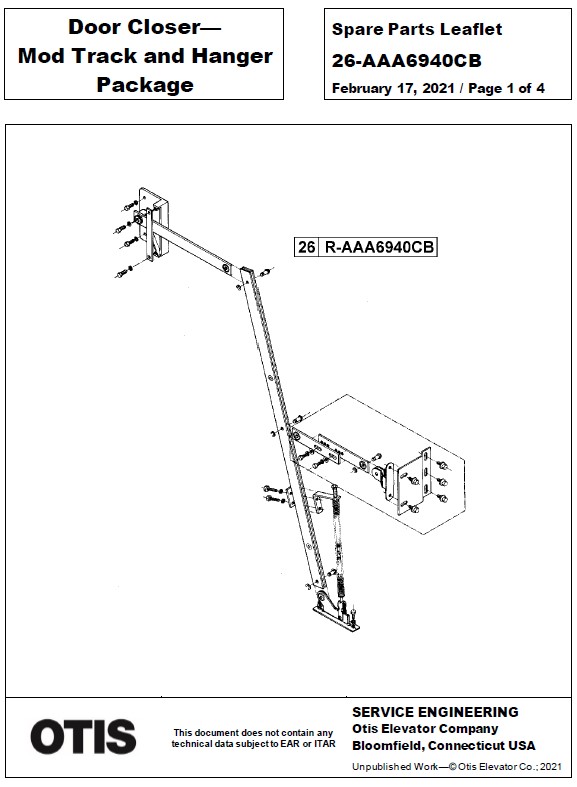 SPL 26-AAA6940CB Door Closer - Mod Track and Hanger Package