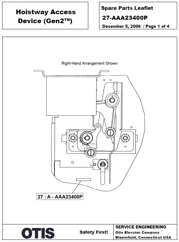 SPL 27-AAA23400P Hoistway Access Device (Gen2)