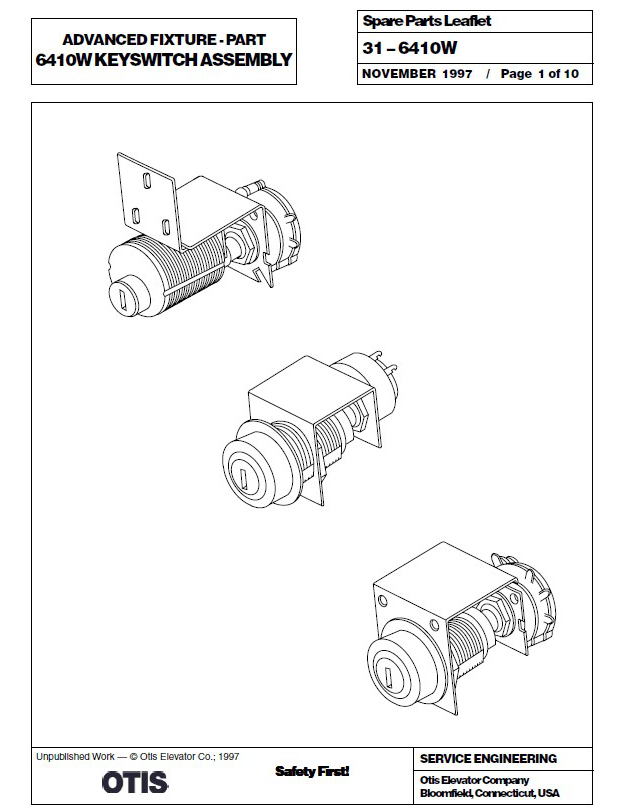 SPL 31-6410W Advanced Fixture - Part 6410W Keyswitch Assembly