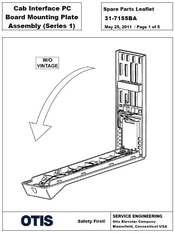 SPL 31-7155BA Cab Interface PC Board Mounting Plate Assembly (Series 1)
