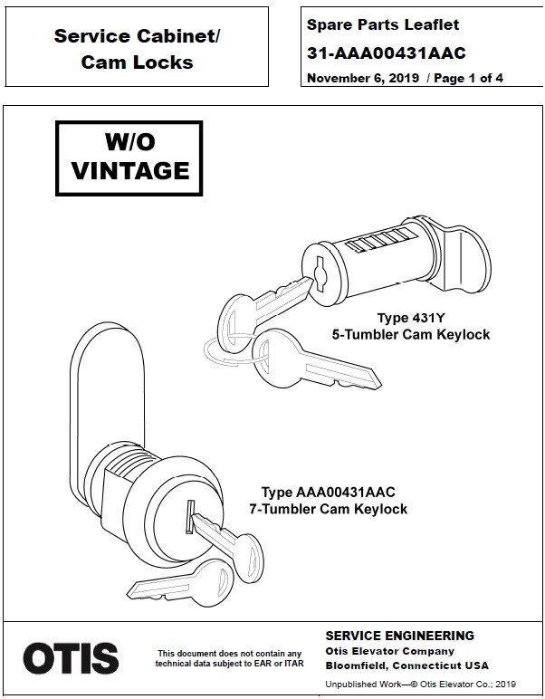 SPL 31-AAA00431AAC Service Cabinet / Cam Locks
