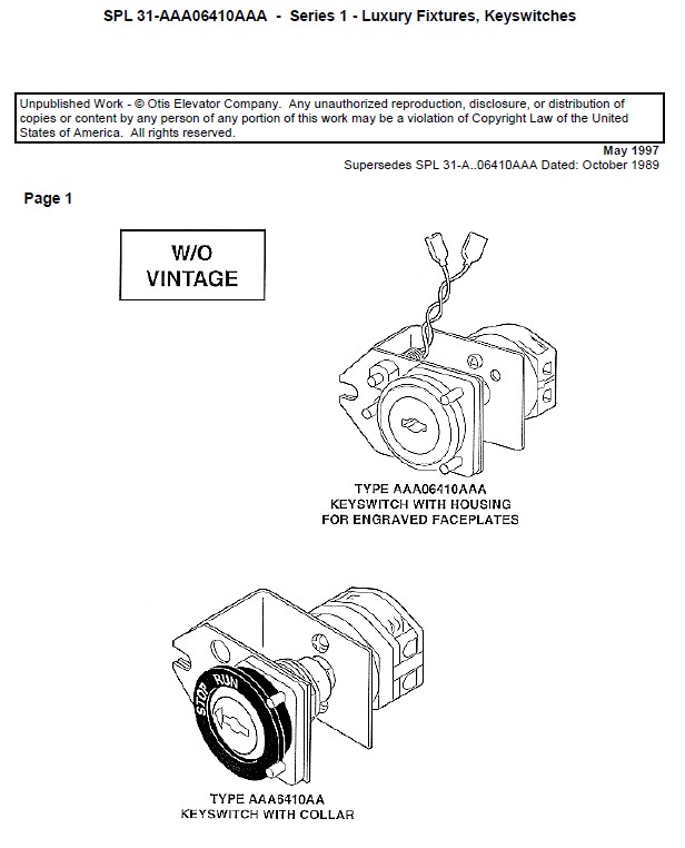 SPL 31-AAA06410AAA Fixture: Car Keyswitch, Series 1