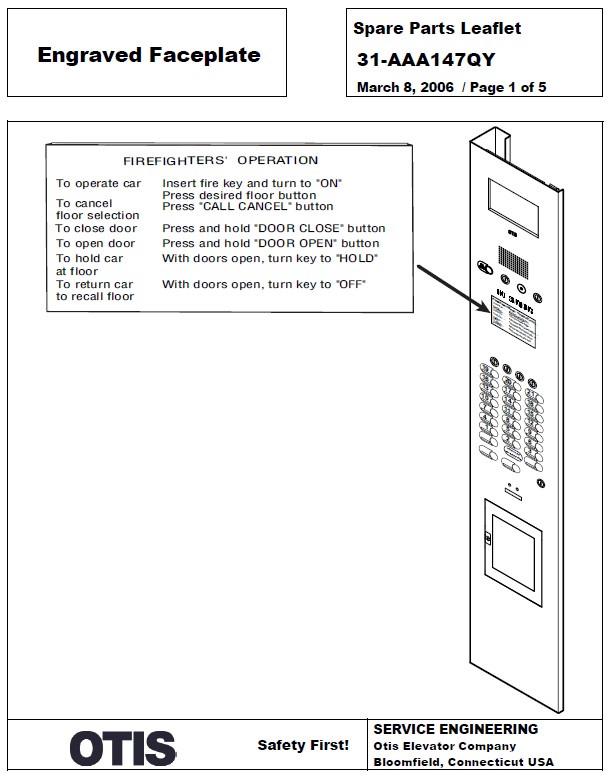 SPL 31-AAA147QY Engraved Faceplate