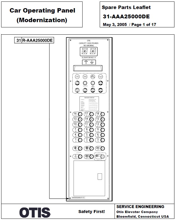 SPL 31-AAA25000DE Car Operating Panel Modernization