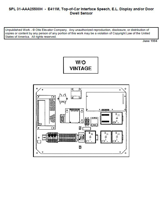 SPL 31-AAA25500H E411M, Top-of-Car Interface Speech, E.L. Display and/or Door Dwell Sensor
