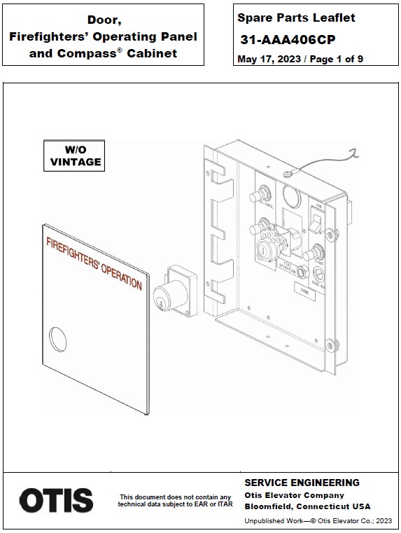SPL 31-AAA406CP Door: Firefighters' Operating Panel and Compass Cabinet
