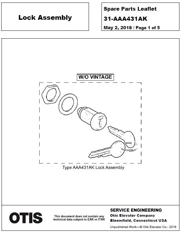 SPL 31-AAA431AK Lock Assembly / Tumbler