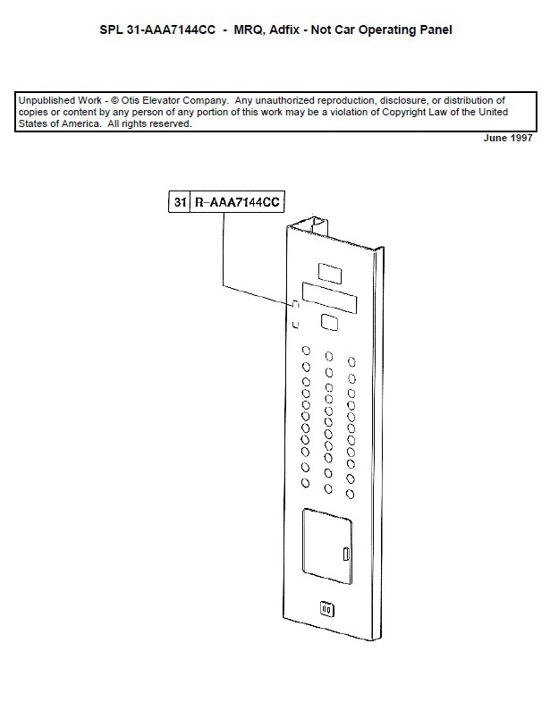 SPL 31-AAA7144CC MRQ, ADFIX - Not Car Operating Panel