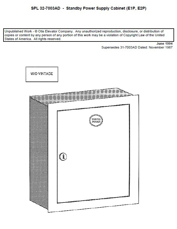 SPL 32-7003AD Hall Fixture Standby Power Supply Cabinet 7003AD