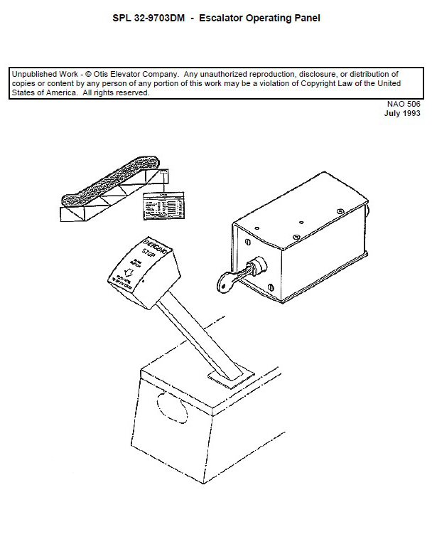 SPL 32-9703DM Escalator Operating Panel Stop Fixture 506, 606, 510