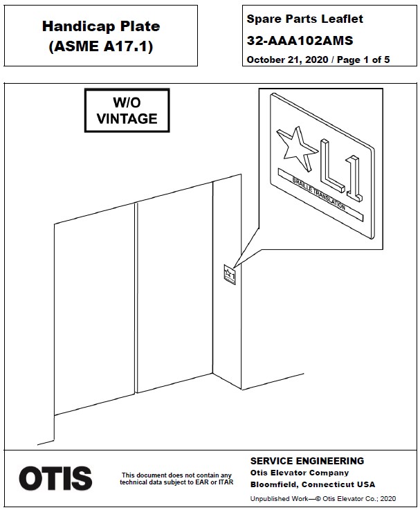 SPL 32-AAA102AMS Handicap Plate (ASME A17.1)