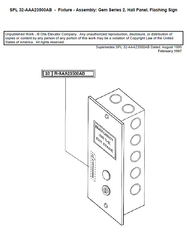 SPL 32-AAA23500AB Hall Panel Fixture Flashing Sign GEM Series 2