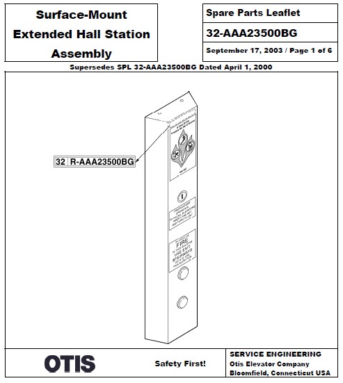 SPL 32-AAA23500BG Surface-Mount Extended Hall Station Assembly