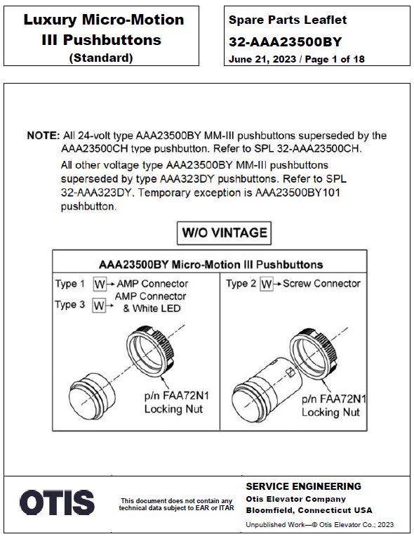SPL 32-AAA23500BY Luxury Micro-Motion III Pushbuttons (Standard)