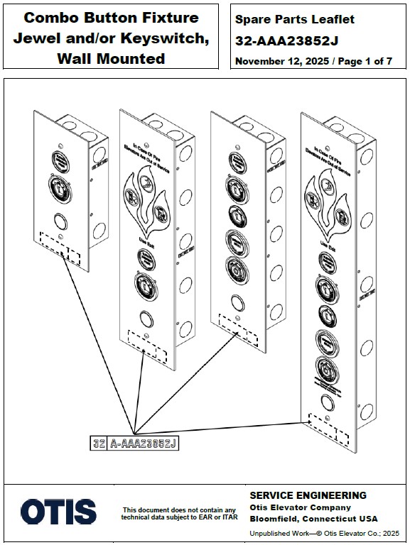 SPL 32-AAA23852J Combo Button Fixture Jewel and/or Keyswitch, Wall Mounted