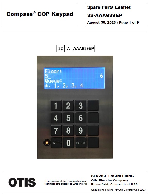 SPL 32-AAA639EP Compass COP Keypad