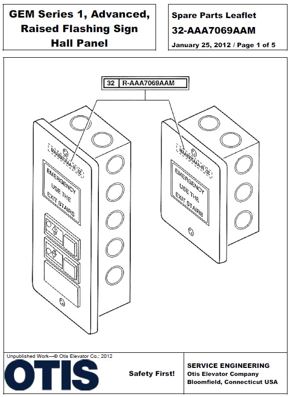 SPL 32-AAA7069AAM GEM Series 1 Advance Raised Flashing Sign Hall Panel