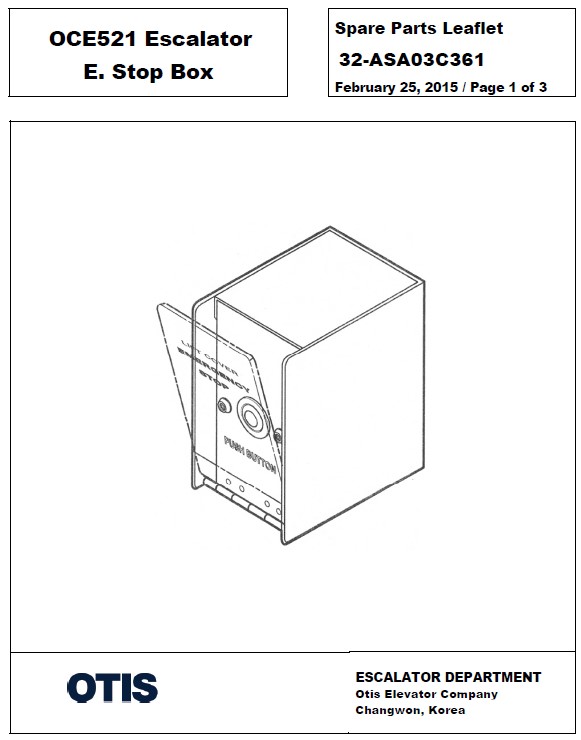 SPL 32-ASA03C361 OCE521 Escalator E. Stop Box