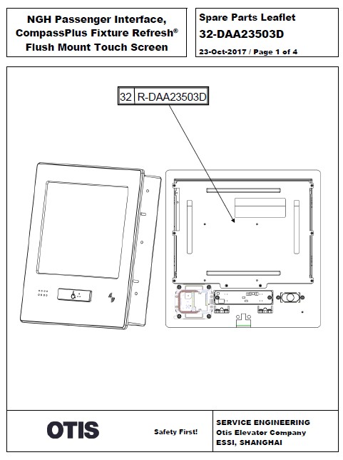 SPL 32-DAA23503D NGH Passenger Interface, Compass Plus Fixture Refresh Flush Mount Touch Screen