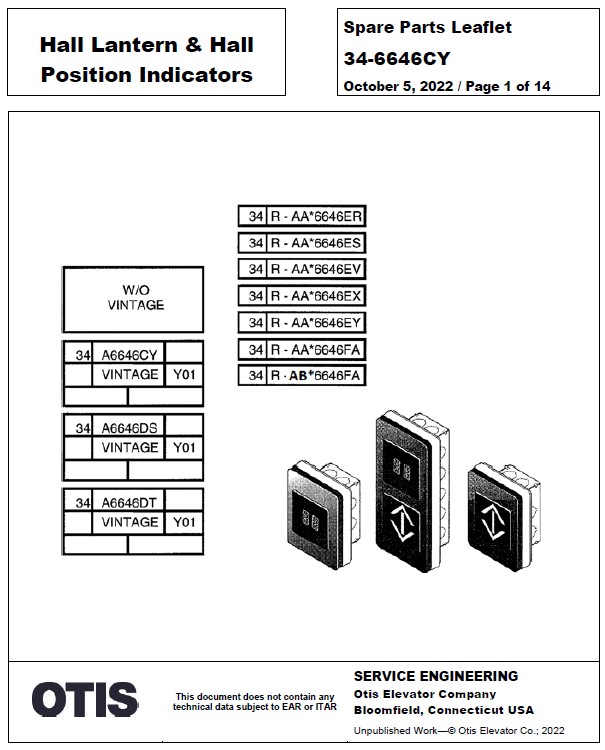 SPL 34-6646CY Hall Lantern & Hall Position Indicators