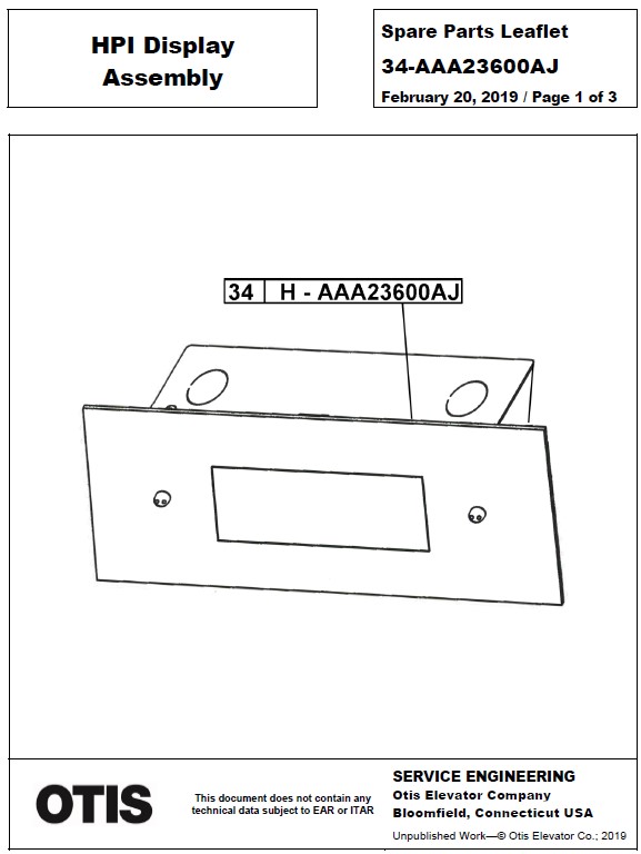 SPL 34-AAA23600AJ HPI Display Assembly