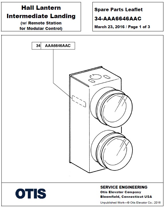 SPL 34-AAA6646AAC Hall Lantern Intermediate Landing (w/ Remote Station for Modular Control)