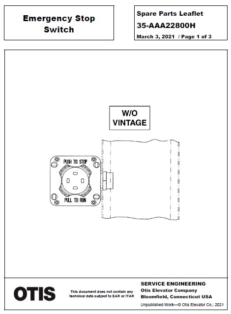 SPL 35-AAA22800H Emergency Stop Switch Pit Switch