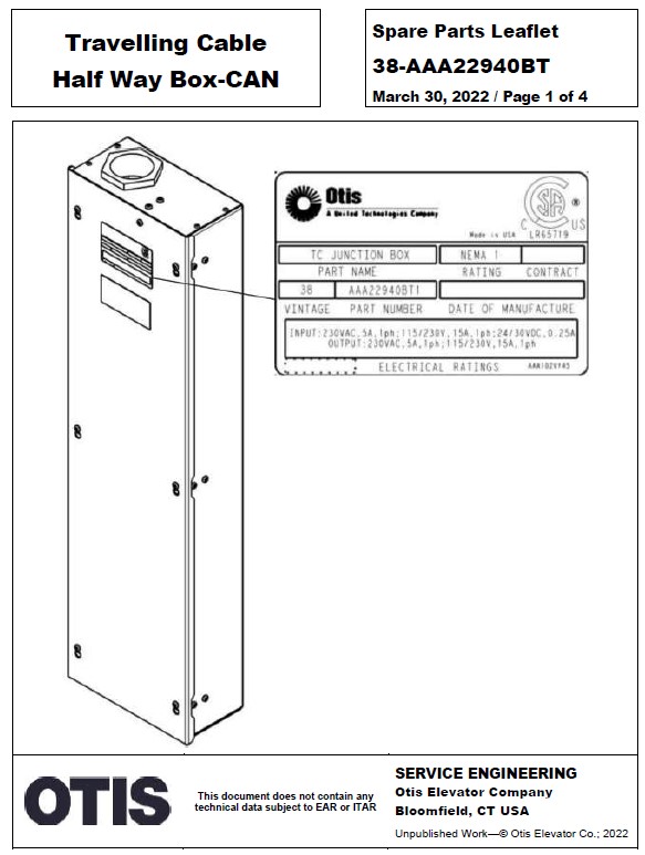 SPL 38-AAA22940BT Traveling Cable Half Way Box - CAN