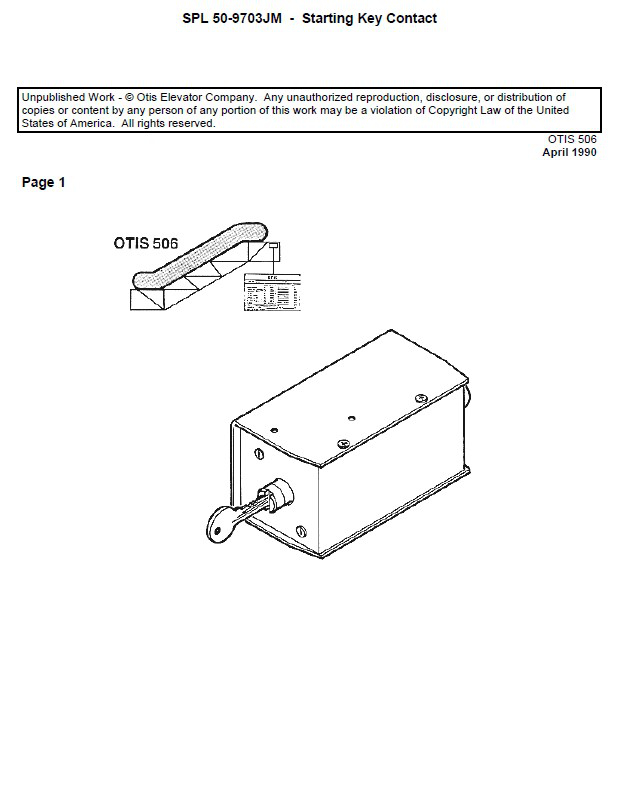 SPL 50-9703JM Escalator Starting Key Contact 506