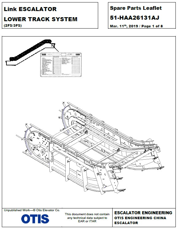SPL 51-HAA26131AJ Link Escalator Lower Track System (2FS/3FS)