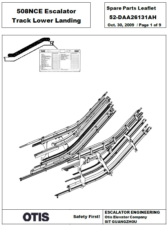 SPL 52-DAA26131AH 508NCE Escalator Track Lower Landing