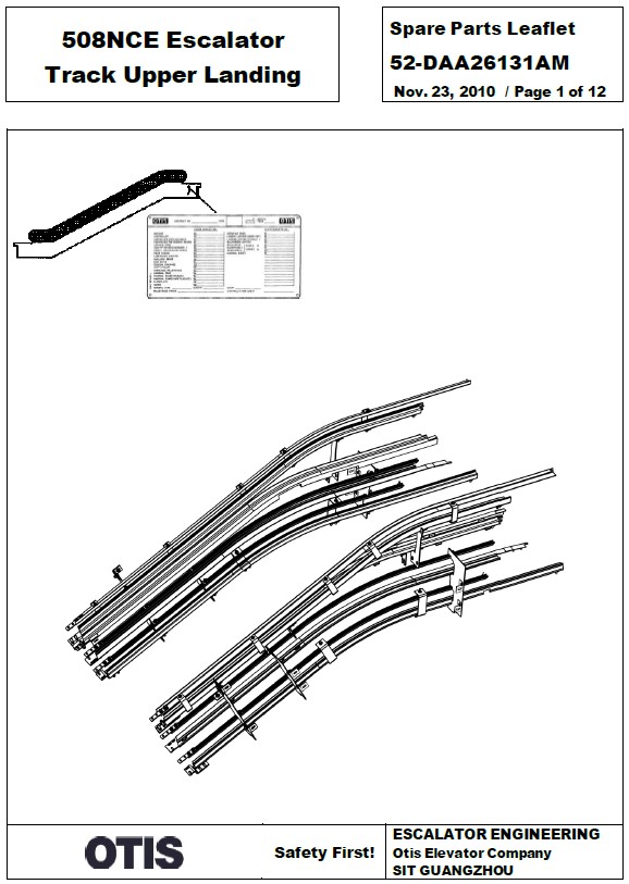 SPL 52-DAA26131AM 508NCE Escalator Track Upper Landing