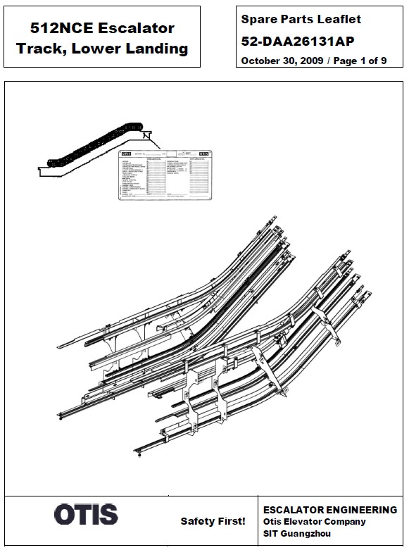 SPL 52-DAA26131AP 512NCE Escalator Track, Lower Landing