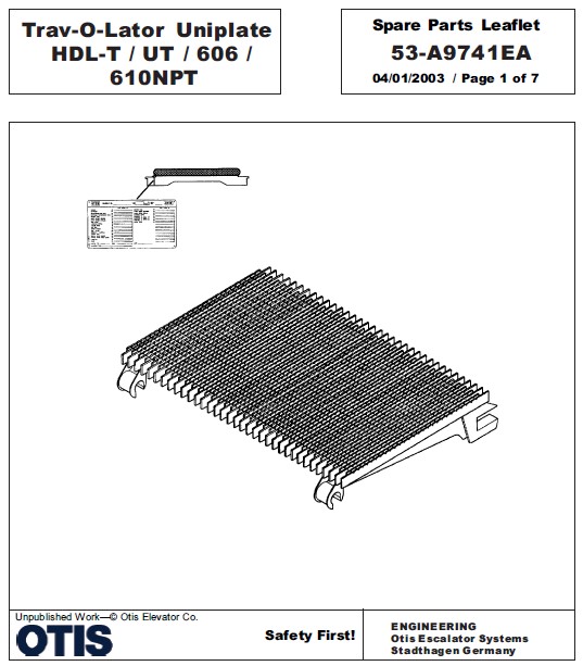 SPL 53-A9741EA Trav-O-Lator Uniplate HDL-T/UT/606/610NPT