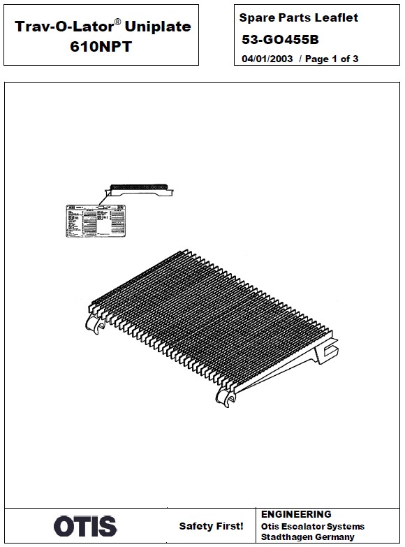 SPL 53-GO455B Trav-O-Lator Uniplate 610NPT