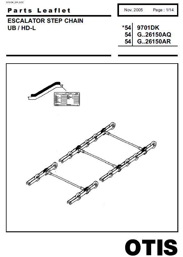 SPL 54-9701DK Escalator Step Chain UB / HD-L