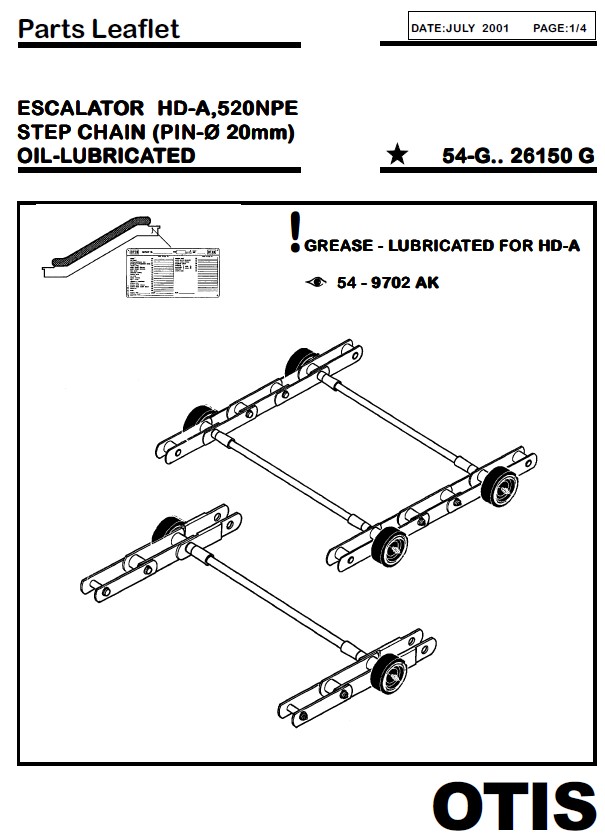 SPL 54-GAA26150G Escalator HD-A, 520NPE; Step Chain, Oil-Lubricated