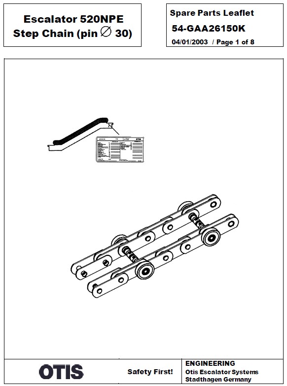 SPL 54-GAA26150K Escalator 520NPE Step Chain (pin diameter 30)