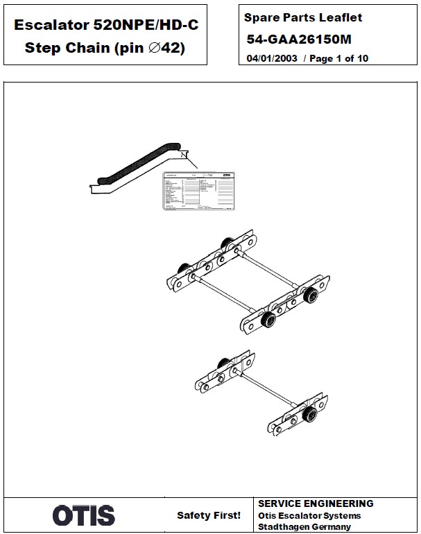 SPL 54-GAA26150M Escalator 520NPE / HD-C Step Chain (pin diameter 42)