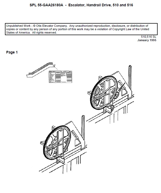 SPL 55-GAA26180A Escalator Handrail Drive 510, 516