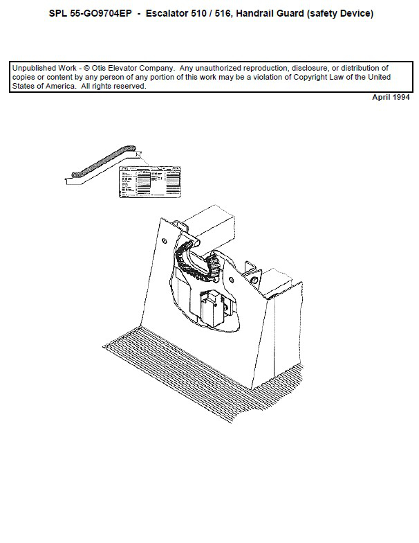SPL 55-GO9704EP Escalator 510/516 Handrail Guard (Safety Device)