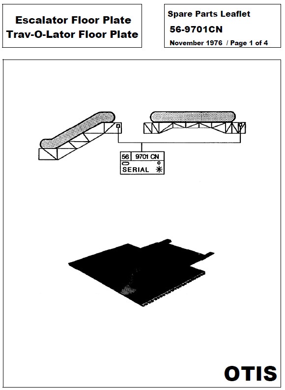 SPL 56-9701CN Escalator Floor Plate and Trav-O-lator Floor Plate