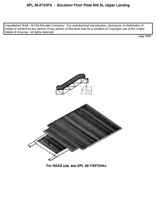 SPL 56-9703FG Escalator Floor Plate 506 SL Upper Landing