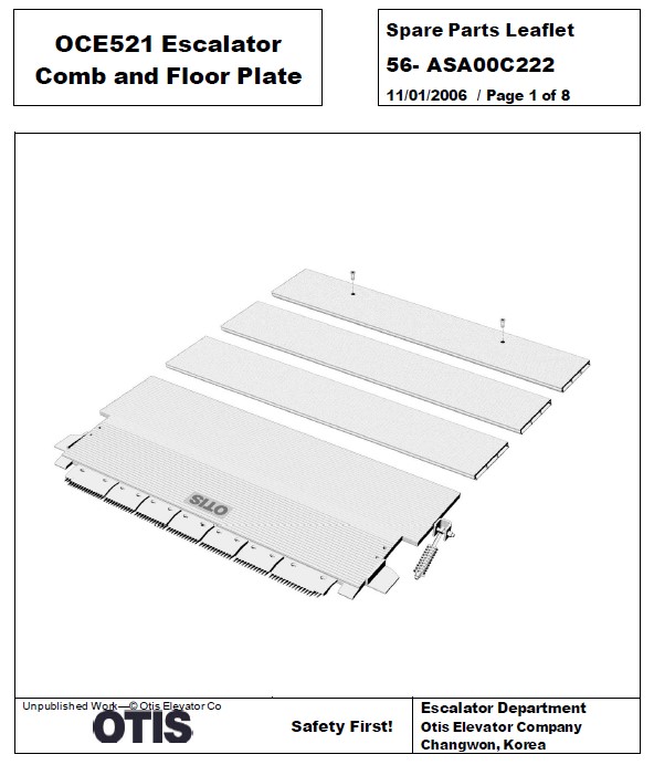 SPL 56-ASA00C222 OCE521 Escalator Comb and Floor Plate