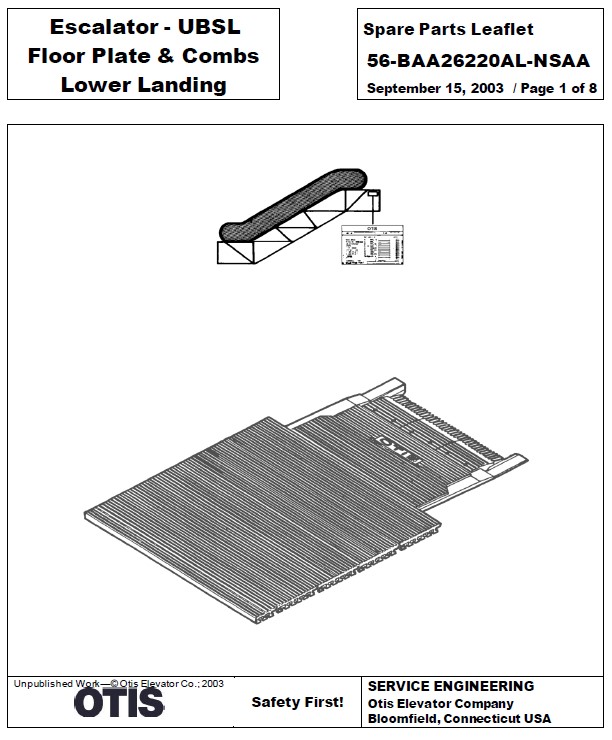 SPL 56-BAA26220AL-NSAA Escalator - UBSL Floor Plate & Combs Lower Landing