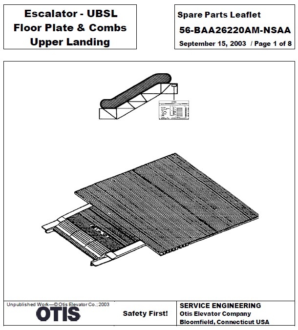 SPL 56-BAA26220AM-NSAA Escalator - UBSL Floor Plate & Combs Upper Landing
