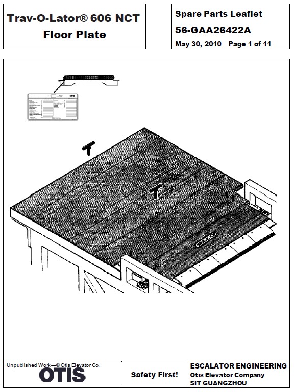 SPL 56-GAA26422A Trav-O-Lator 606 NCT Floor Plate